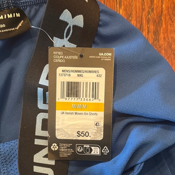Under Armour Blue Athletic Vanish Woven 6” Shorts - Picture 3 of 3